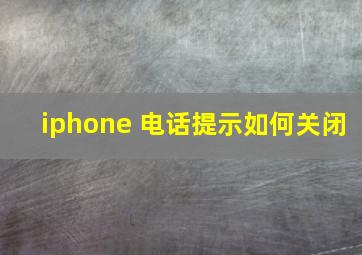 iphone 电话提示如何关闭